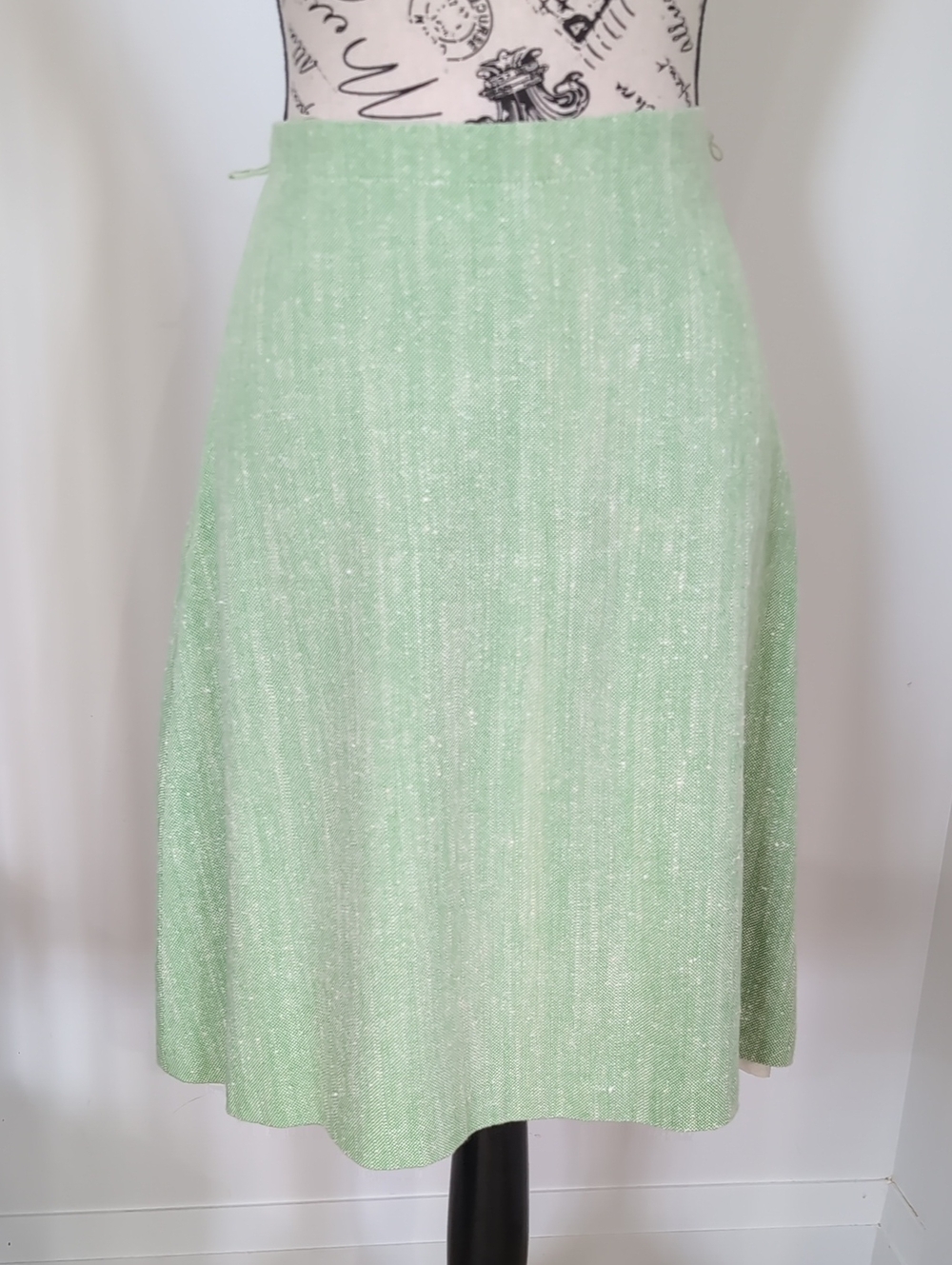 PINK TARTAN | Women's Mint Green/White A-Line Textured Midi Skirt